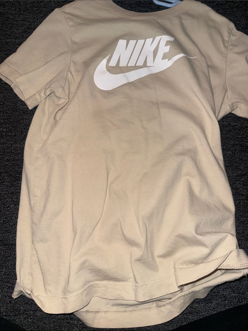 Nike Beige Tee with White Swoosh Logo